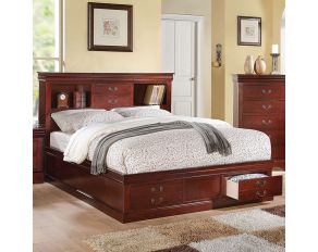 Acme Furniture Louis Philippe III Storage Bed in Cherry, King