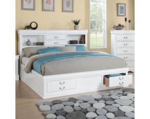 Acme Furniture Louis Philippe III Storage Bed in White, King