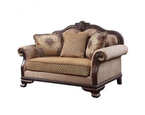 Chateau De Ville Loveseat with 3 Pillows in Espresso Finish