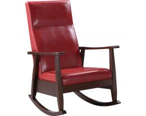 Raina Rocking Chair in Red and Espresso Finish