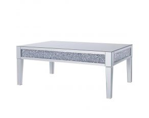 Noralie Mirrored Rectangular Coffee Table with Faux Diamonds