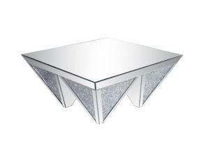 Noralie Mirrored Square Coffee Table with Geometric Base