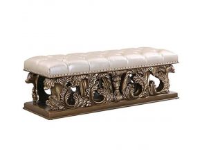 Constantine Bench in Brown and Gold Finish