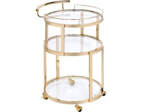 Madelina Serving Cart in Gold and Clear Glass