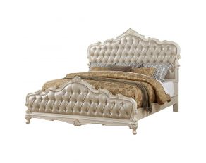 Chantelle California King Panel Bed in Rose Gold and Pearl White
