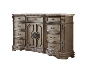 Northville Dresser with Wooden Top in Antique Silver