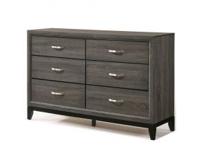 Valdemar 6-Drawer Dresser in Weathered Gray Finish