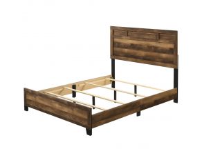 Morales Eastern King Panel Bed in Rustic Oak