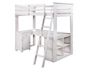 Ambar Storage Loft Bed with Desk in Light Gray