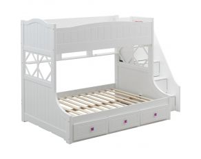 Meyer Twin over Full Bunk Bed with Storage Ladder and Drawers in White