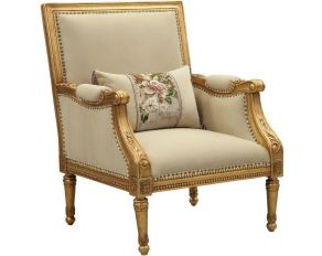 Daesha Accent Chair in Tan Flannel and Antique Gold