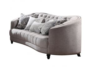 Saira Sofa with 5 Pillows in Light Gray Finish