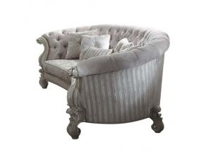 Versailles Crescent Sofa with 5 Pillows in Ivory and Bone White