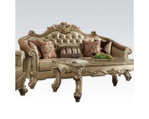 Vendome II Sofa with 5 Pillows in Bone and Gold Patina