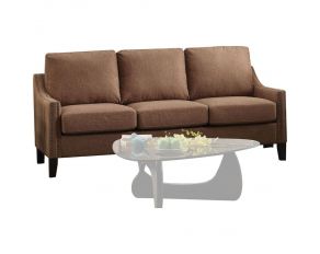 Zapata Modern Slope Arm Sofa with Nailhead Trim in Brown