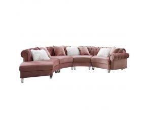 Ninagold Sectional Sofa with 7 Pillows in Pink