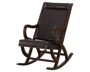Triton Rocking Chair in Espresso PU and Walnut