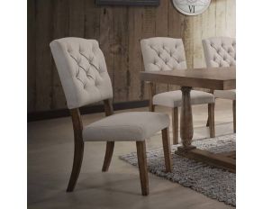 Bernard Set of 2 Sides Chairs in Cream and Weathered Oak