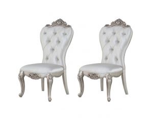 Gorsedd Set of 2 Sides Chairs in Cream and Antique White Finish