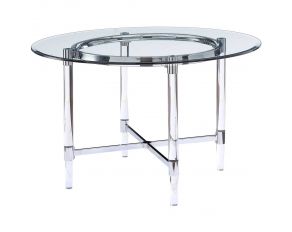 Daire Round Dining Table in Chrome and Clear