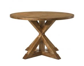 Wallace II Round Pedestal Dining Table in Weathered Oak