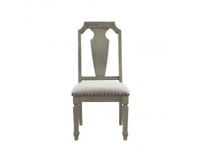 Zumala Set of 2 Sides Chairs in Beige Linen and Weathered Oak