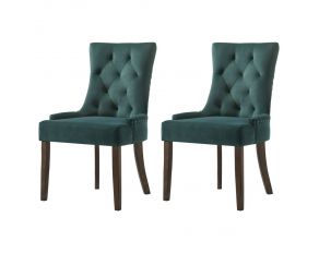 Farren Set of 2 Sides Chairs in Green and Espresso Finish