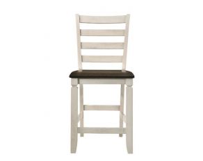 Tasnim Set of 2 Counter Height Chairs in Oak and Antique White Finish