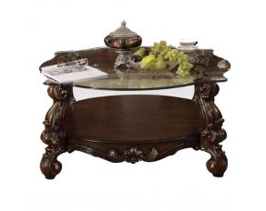 Versailles Coffee Table with Clear Glass Top in Cherry Oak