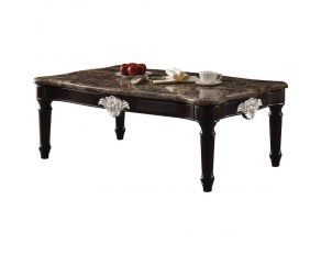 Ernestine Coffee Table with Marble Top in Black