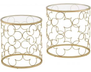 Flowie 2 Piece Nesting Table in Gold Finish