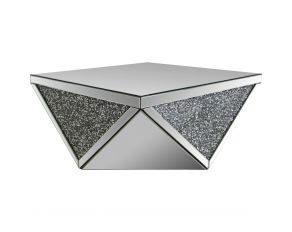 Noralie Mirrored Drum Coffee Table with Faux Diamonds