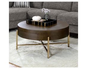 Weyton Round Coffee Table in Dark Oak and Champagne