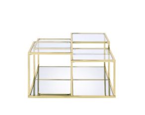 Uchenna Coffee Table in Clear Glass and Gold Finish