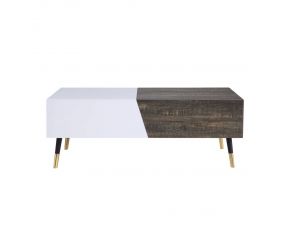 Orion Coffee Table in White High Gloss and Rustic Oak