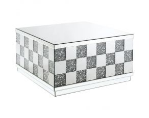 Noralie Mirrored Square Coffee Table with Faux Diamonds