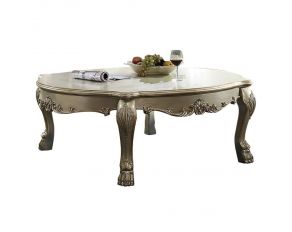 Dresden II Bowed Coffee Table in Gold Patina and Bone