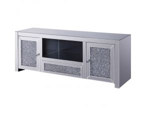 Noralie Mirrored TV Stand with Faux Diamonds