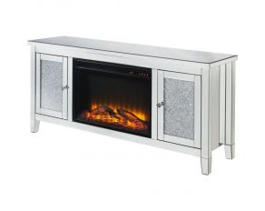 Noralie Mirrored TV Stand with Electric Fireplace