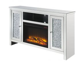 Noralie 59 Inch Mirrored TV Stand with Fireplace