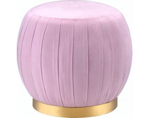 Zinnia Round Ottoman in Pink Carnation Velvet and Gold