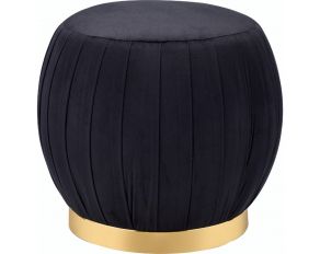 Zinnia Round Ottoman in Black Velvet and Gold