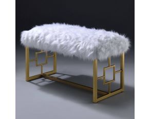 Bagley II Bench with Sled Base in White and Gold