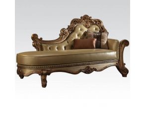 Vendome Chaise with 2 Pillows in Bone and Gold Patina