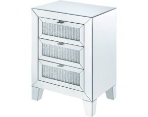 Caesia 3 Drawer Accent Table in Mirrored and Faux Diamonds