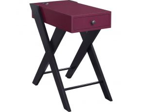 Fierce Accent Side Table in Burgundy and Black Finish