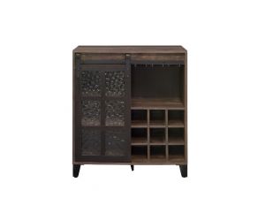 Treju Wine Cabinet in Rustic Oak and Black Finish