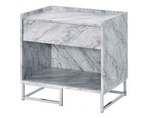 Azrael Accent Table in White and Chrome Finish