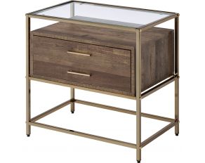 Knave Accent Table in Walnut and Champagne Finish