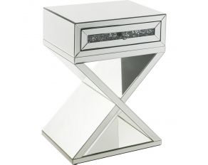 Noralie Mirrored Accent Table with Faux Diamonds and X-Shaped Base